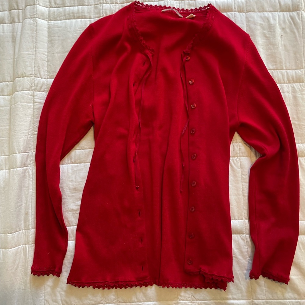 Doen Demi Cardigan in Cherry Red! - Picture 4 of 6